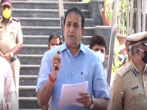 Maharashtra Home Minister Anil Deshmukh in Aurangabad on Sunday (Photo/ANI)