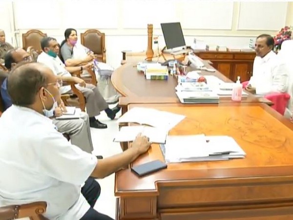 Telangana Chief Minister K Chandrashekhar Rao held a review meeting over possible locust attack at Pragathi Bhavan. Photo/ANI