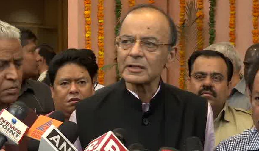 Finance Minister Arun Jaitley while speaking to media on Saturday (Photo/ANI)