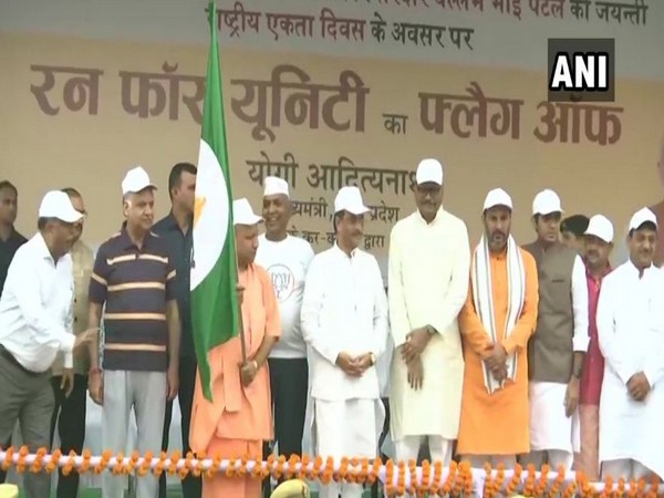 Chief Minister Yogi Adityanath flagged off the Run for Unity event in Lucknow on Thursday. Photo/ANI
