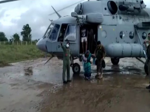 People airlifted and rescued from flood-affected areas of Somalwada in Sehore by Indian Air Force