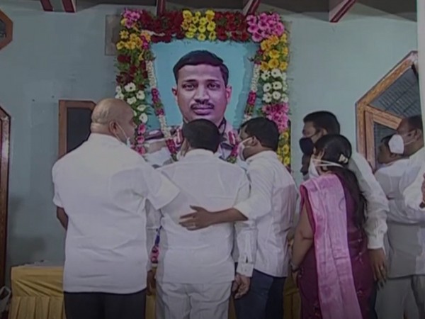 Chief Minister K Chandrashekhar Rao on Monday visited Suryapet to personally meet and console the family members of Col Santosh Babu (Photo/ANI)