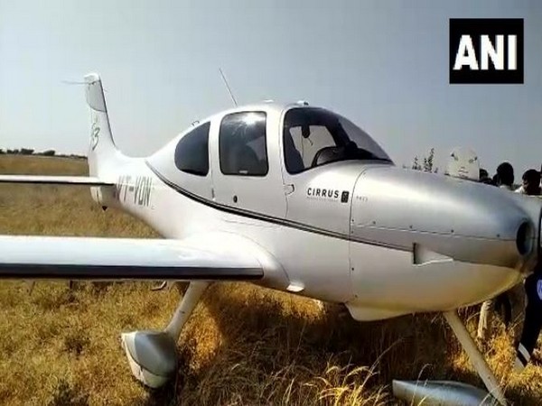 A private aircraft made emergency landing in Andhra Pradesh's Anantapur (Photo/ANI)