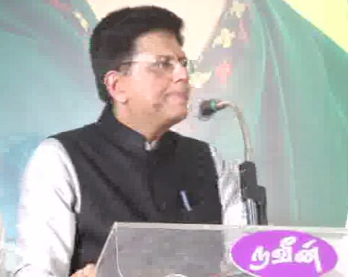 Piyush Goyal adresses public in Coimbatore, Tamil Nadu on Wednesday. [Photo/ANI]