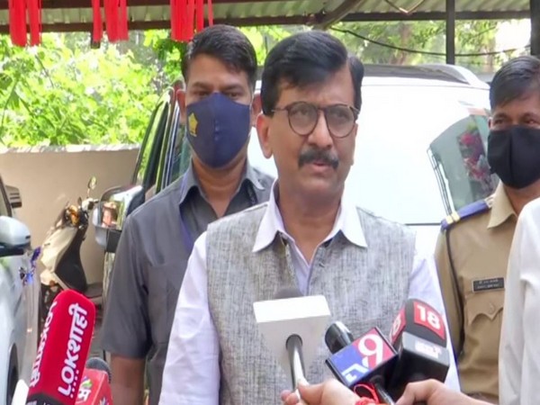 Shiv Sena leader Sanjay Raut while speaking to reporters on Sunday. (Photo/ANI)