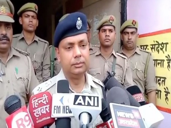 Yamuna Prasad, Superintendent of Police (SP), talking to media persons on Sunday. Photo/ANI