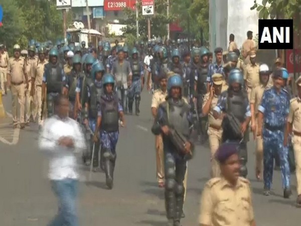 Security forces held route march in Kalaburagi on Saturday (Photo/ANI)