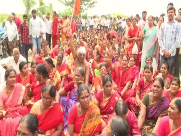 A visual from the sit-in protest in Amaravati on Friday. Photo/ANI