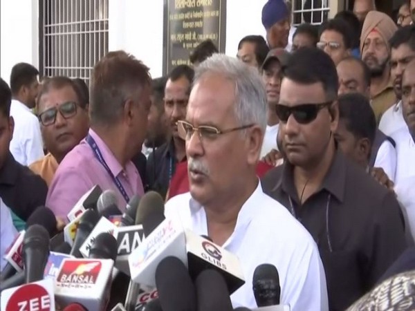 Chhattisgarh Chief Minister Bhupesh Baghel speaking to reporters in Raipur on Thursday. Photo/ANI