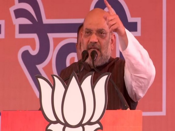 BJP president Amit Shah addressing an election rally in Sonipat on Sunday. Photo/ANI