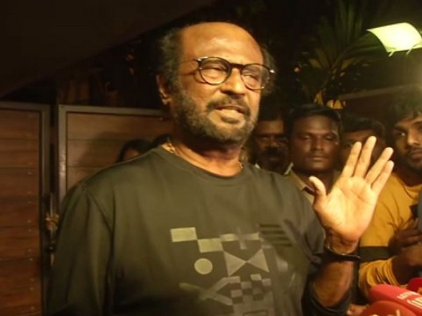 Tamil cinema superstar Rajinikanth speaking to reporters on Wednesday. Photo/ANI