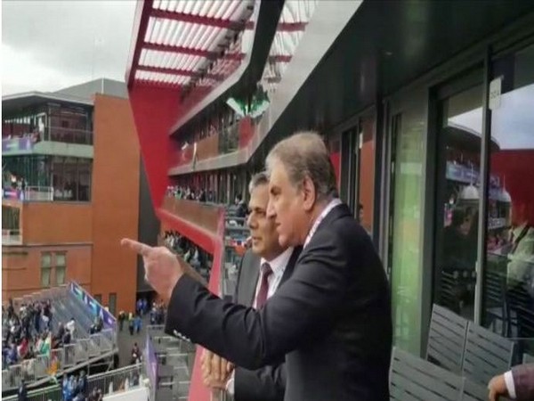 Pakistan FM Shah Mehmood Qureshi at the Old Trafford stadium on Sunday 