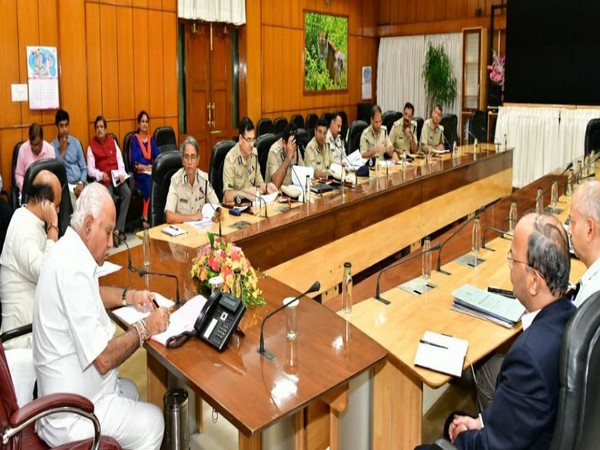 Chief Minister BS Yediyurappa during the meeting with senior police officials in Bengaluru on Friday (Photo/ANI)
