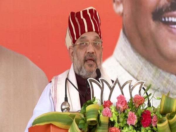 Union Home Minister and BJP chief Amit Shah addressing an election rally at Lohardaga, Jharkhand on Thursday. Photo/ANI