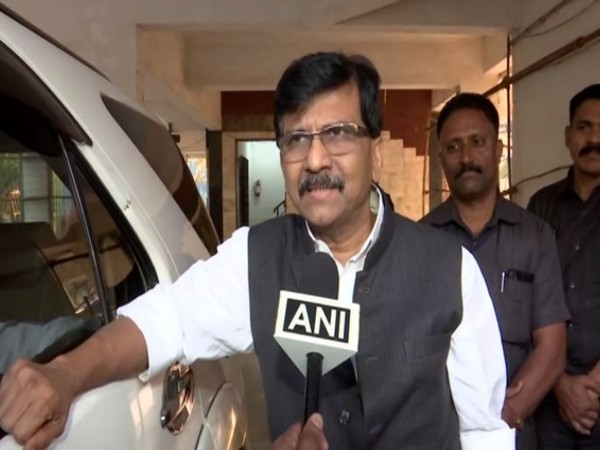 Shiv Sena MP Sanjay Raut speaking to ANI on Saturday in Mumbai. Photo/ANI