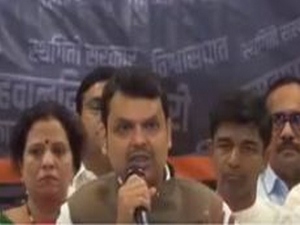 BJP leader Devendra Fadnavis addressing a press conference in Mumbai on Sunday.