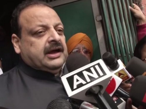 National Conference (NC) leader Devender Rana speaking to media persons in Srinagar on Sunday. Photo/ANI