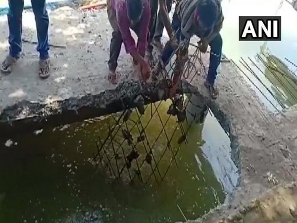 CRDA officials demolishing illegal construction on the banks of Krishna River in Amravati, Andhra Pradesh. Photo/ANI