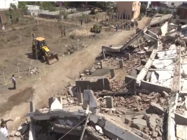 Illegal building demolished by controlled blast in Bhopal. (Photo/ANI)