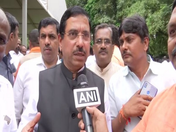 Union Minister Prahalad Joshi speaks to media in Bengaluru on Tuesday. [Photo/ANI]