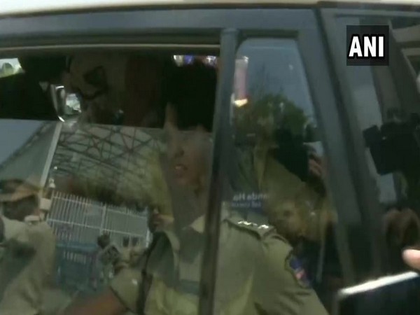 Women rights activist Trupti Desai detained by the police in Hyderabad (Photo/ANI)