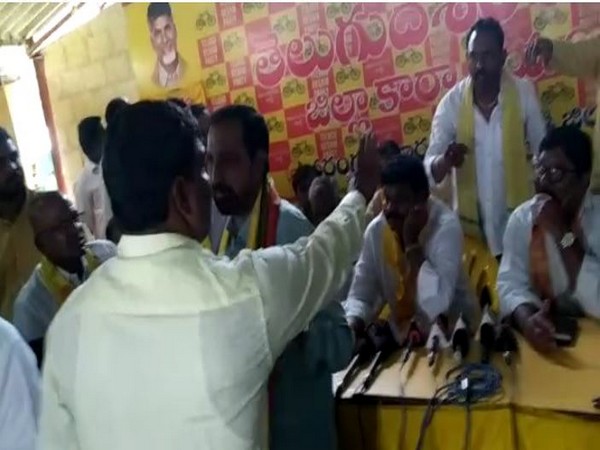Two TDP leaders engaged in a brawl in Warnagal. Photo/ANI
