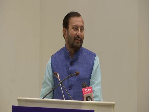 Union Minister Prakash javadekar speaking on the occasion of National Press Day in New Delhi on Saturday. Photo/ANI