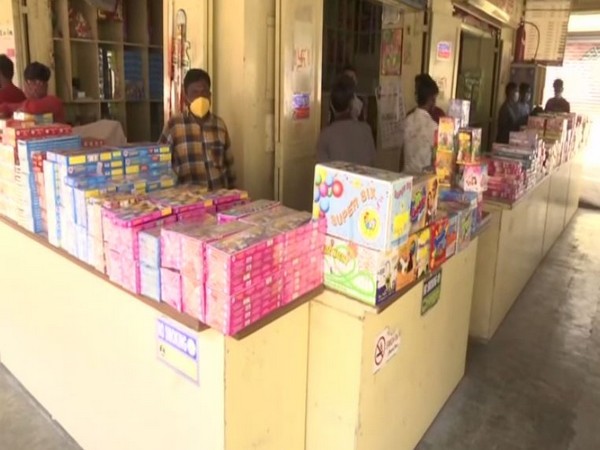 Visual from a firecracker shop in Hyderabad (Photo/ANI)
