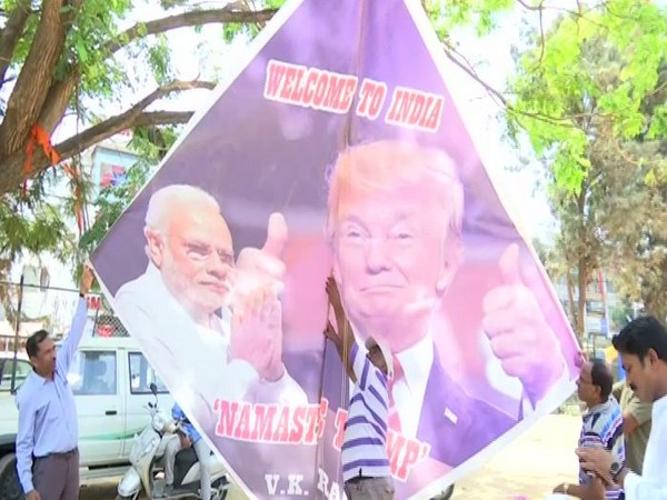 The 15-feet-long kite designed by international kite artist VK Rao to welcome US President Donald Trump.