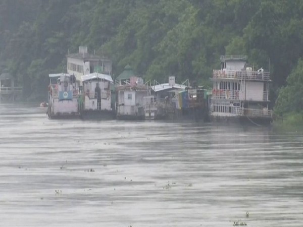 Ferry services to Umananda Temple, Guwahati have been suspended due to heavy rainfall (Photo/ANI)