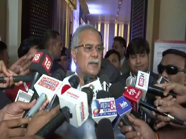 Chhattisgarh Chief Minister Bhupesh Baghel speaking to reporters in Raipur on Saturday. Photo/ANI