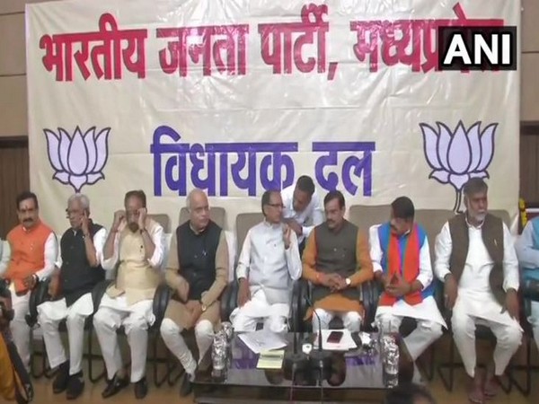 BJP leaders during the legislative party meeting in Bhopal on Tuesday.