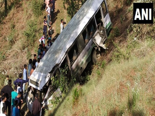 School bus rolled down a hill in Shimla (Photo/ANI)