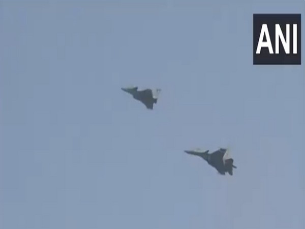 The air display by Sukhoi Su-30 and Rafale at the Hindon airbase on its 89th anniversary of the Indian Air Force (Photo/ANI)