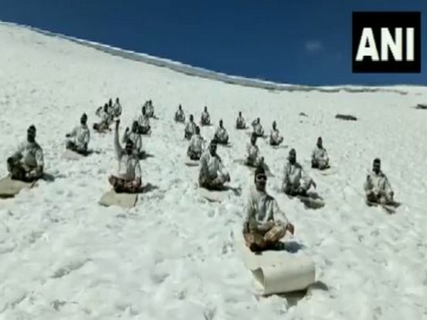 Indo-Tibetan Border Police (ITBP) Himveers participate in Yoga (Photo/ANI)