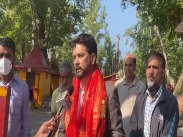 Union Sports Minister Anurag Singh Thakur speaking to ANI on Monday 