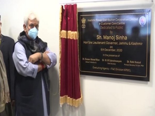 Lieutenant Governor of Jammu and Kashmir Manoj Sinha inaugurating e-Customer Care Service. (Photo/ANI)