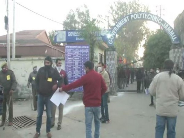 Visual from outside a counting centre in Jammu.