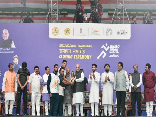 Union Home Minister Amit Shah at closing ceremony of Khelo India University Games (Image: SAI media)