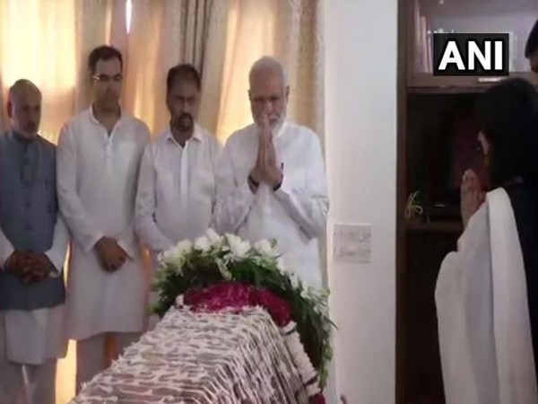 Prime Minister Narendra Modi paid last tributes to former External Affairs Minister Sushma Swaraj on Wednesday. (Photo/ANI)