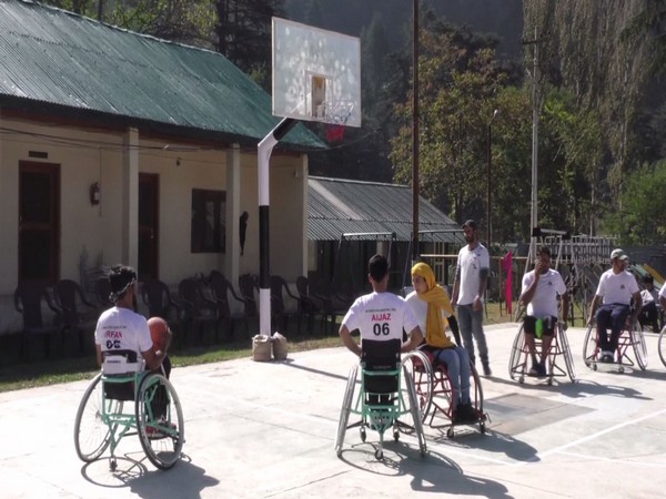 Para-athletes playing wheelchair Basketball in Baramulla. (Photo/ANI)