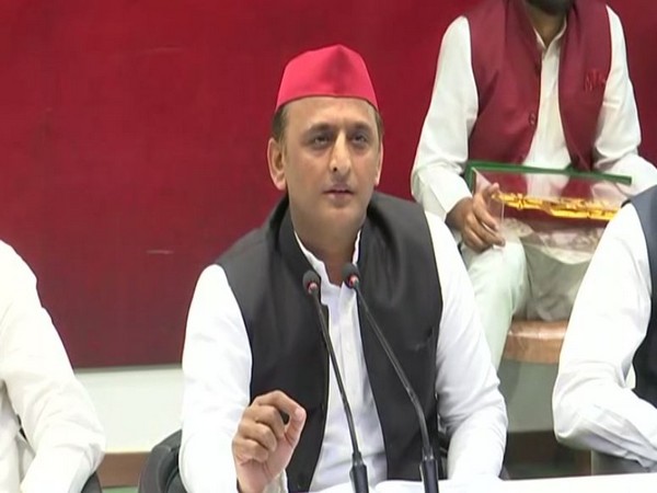 Samajwadi Party chief Akhilesh Yadav addressing a press conference in Lucknow on Saturday. (Photo/ANI)