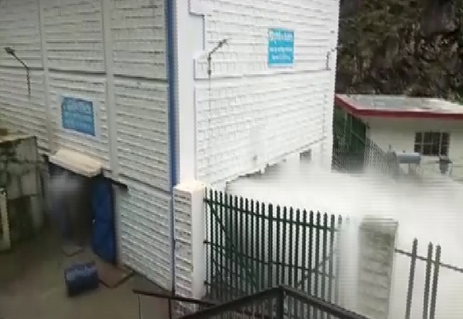 Pipe bursts at a powehouse in Chamoli district of Uttarakhand on Saturday. Photo/ANI