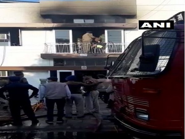A view of the building where fire broke out in Chandigarh on Saturday. Photo/ANI