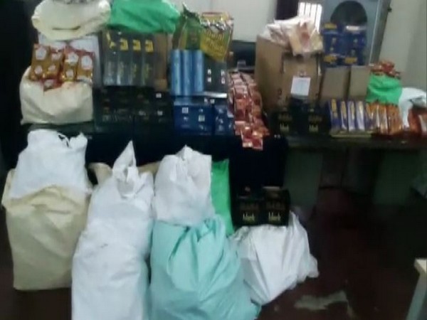 A view of seized gutka and other toabacco products in Hyderabad. (Photo/ANI)
