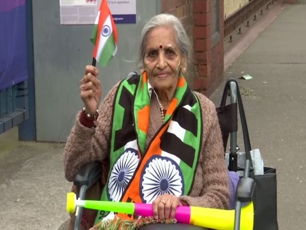 Indian fan Charu Lata Patel at the Edgbaston stadium on Tuesday. (Photo/ ANI) 