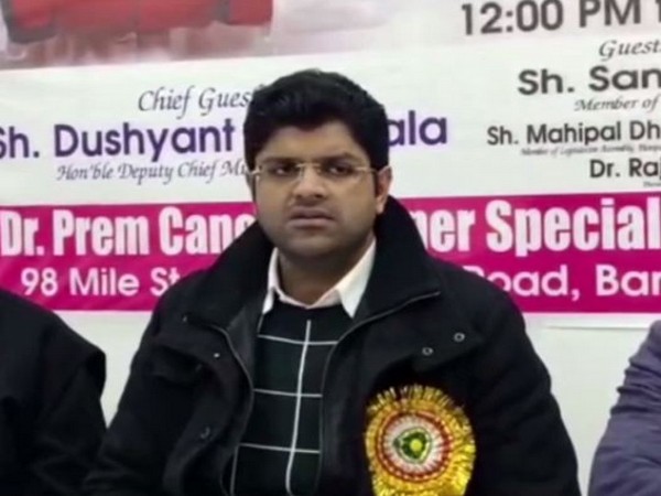 Haryana Deputy Chief Minister Dushyant Chautala speaking at an event in Panipat on Tuesday. photo/ANI