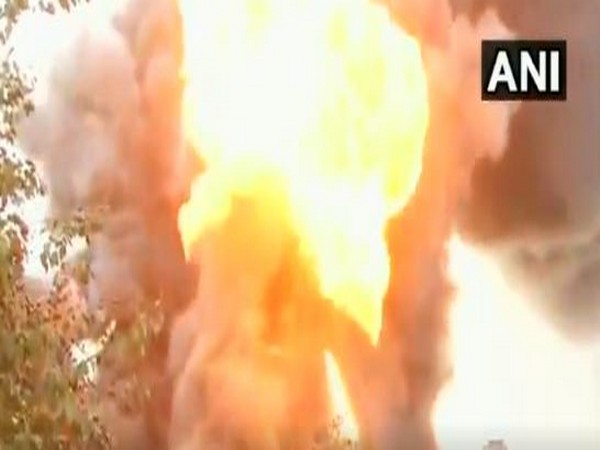 Tamil Nadu: Fire breaks out at an oil warehouse in Madhavaram area in Chennai. 