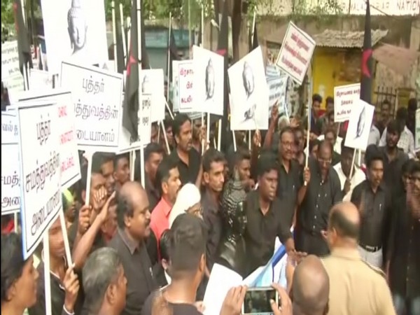Protests in Chennai over Vinayak procession. Photo/ANI