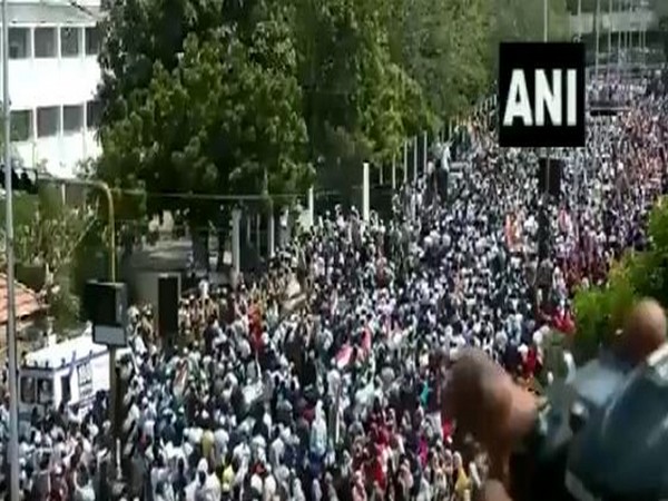 Anti-CAA protestors march towards secretariat in Chennai. Photo/ANI
